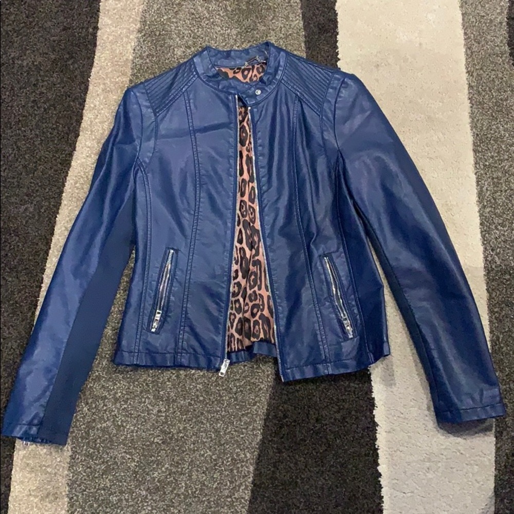 Blue leather jacket